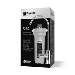 Puretec Sib1 Single Under Sink Filter System With 0.5 Micron Carbon Filter With Faucet Kit And Housing Wrench