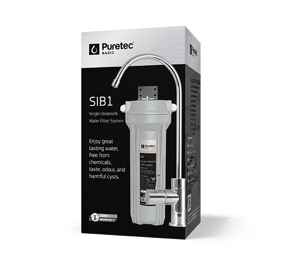Puretec Sib1 Single Under Sink Filter System With 0.5 Micron Carbon Filter With Faucet Kit And Housing Wrench