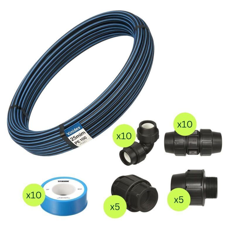 Poly Pipe Trade Bundle Small-25mmx50mt Pn12.5 & Plasson Fittings